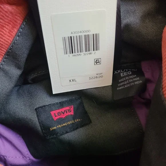 Levis Cordura Skateboard Canvas Hoodie Jacket Size XXL Gray Purple Heavy